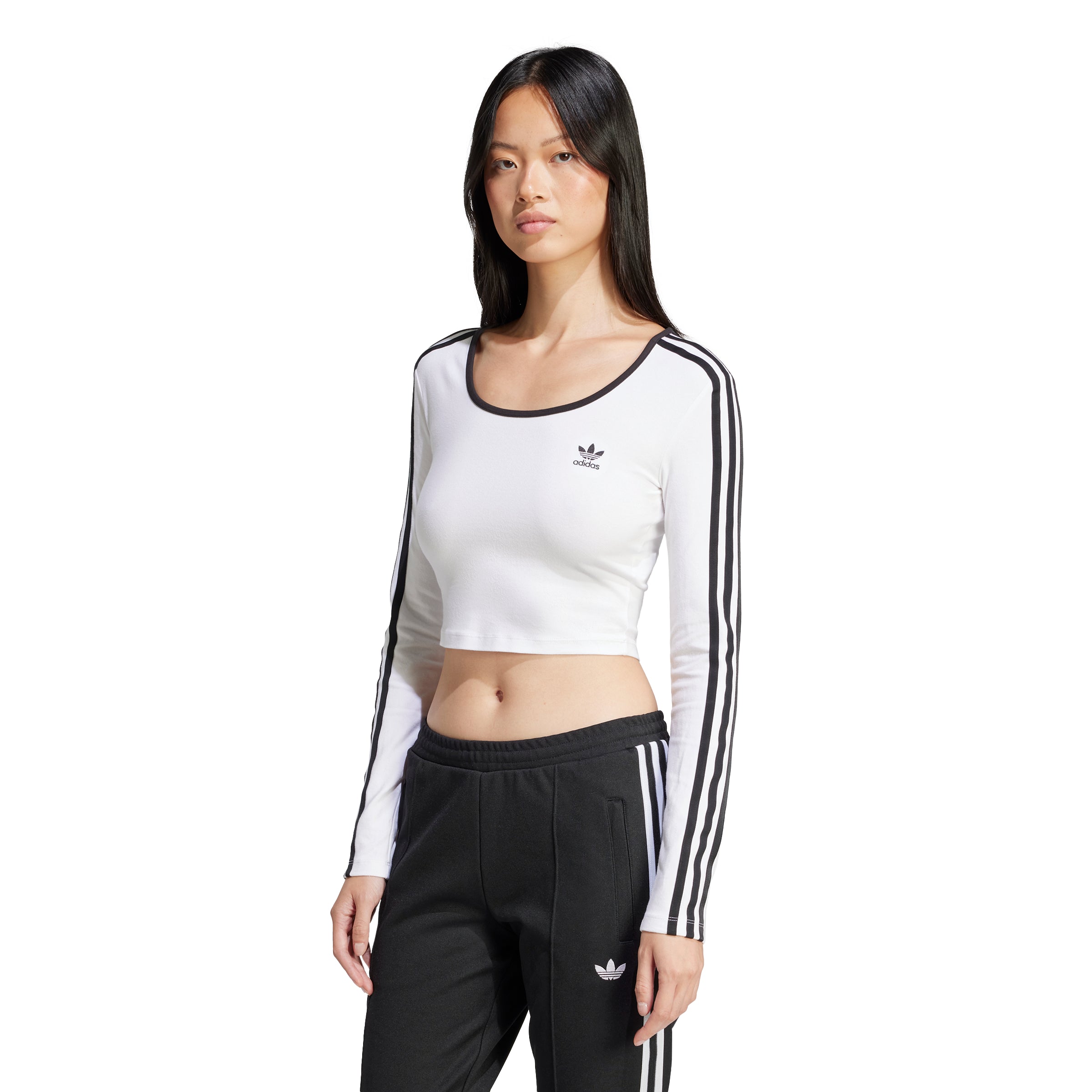 adidas originals JD4625 Maglia adicolor 3-Stripes Long Sleeve Crop - LONG SLEEVE