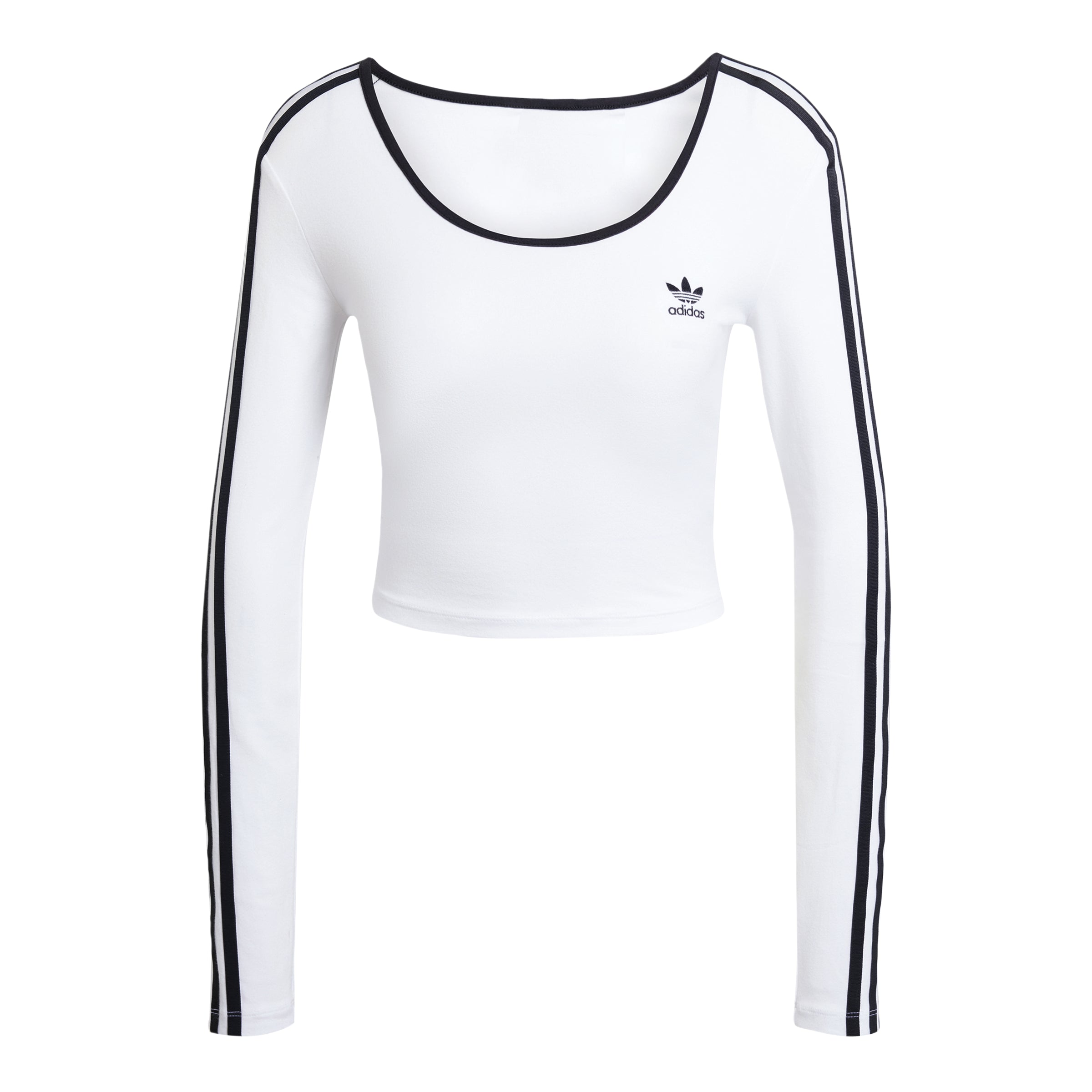adidas originals JD4625 Maglia adicolor 3-Stripes Long Sleeve Crop - Bianco / L - LONG SLEEVE