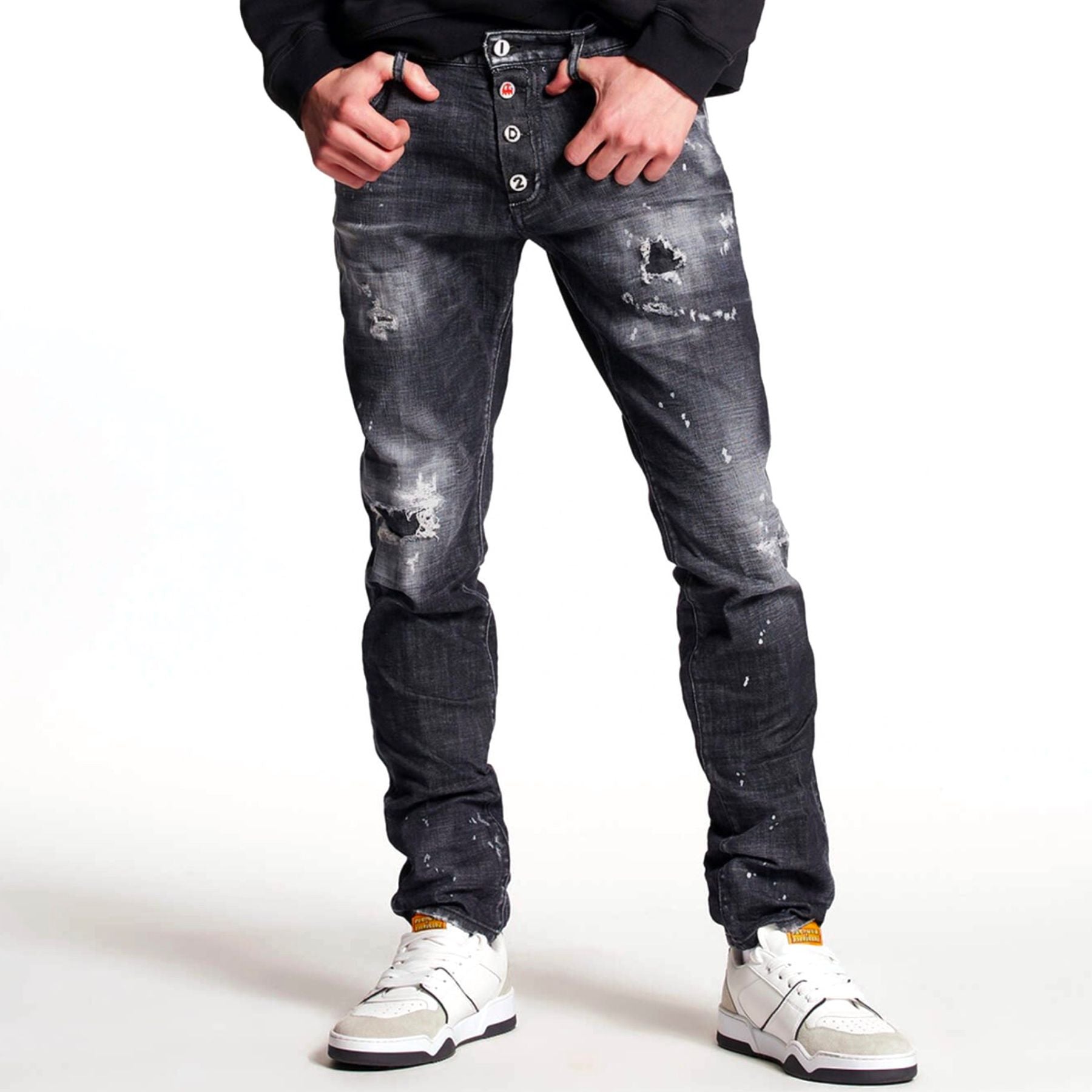 DSQUARED2 PAC-MAN BLACK WASH COOL GUY JEANS - Nero / 46 - Pantaloni