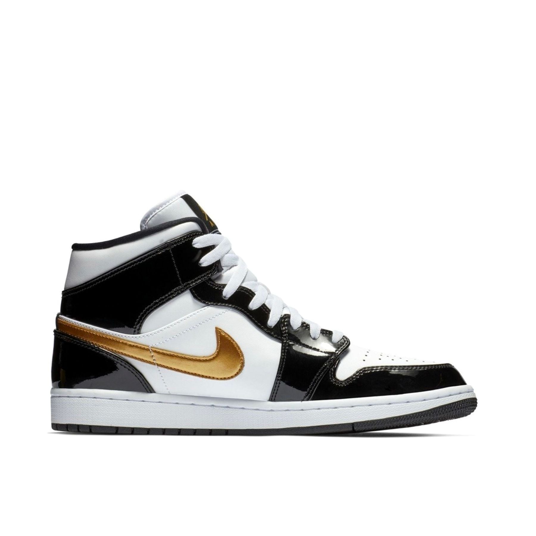 jordan Jordan 1 Mid Patent Black White Gold - Bianco / 44 - Scarpe