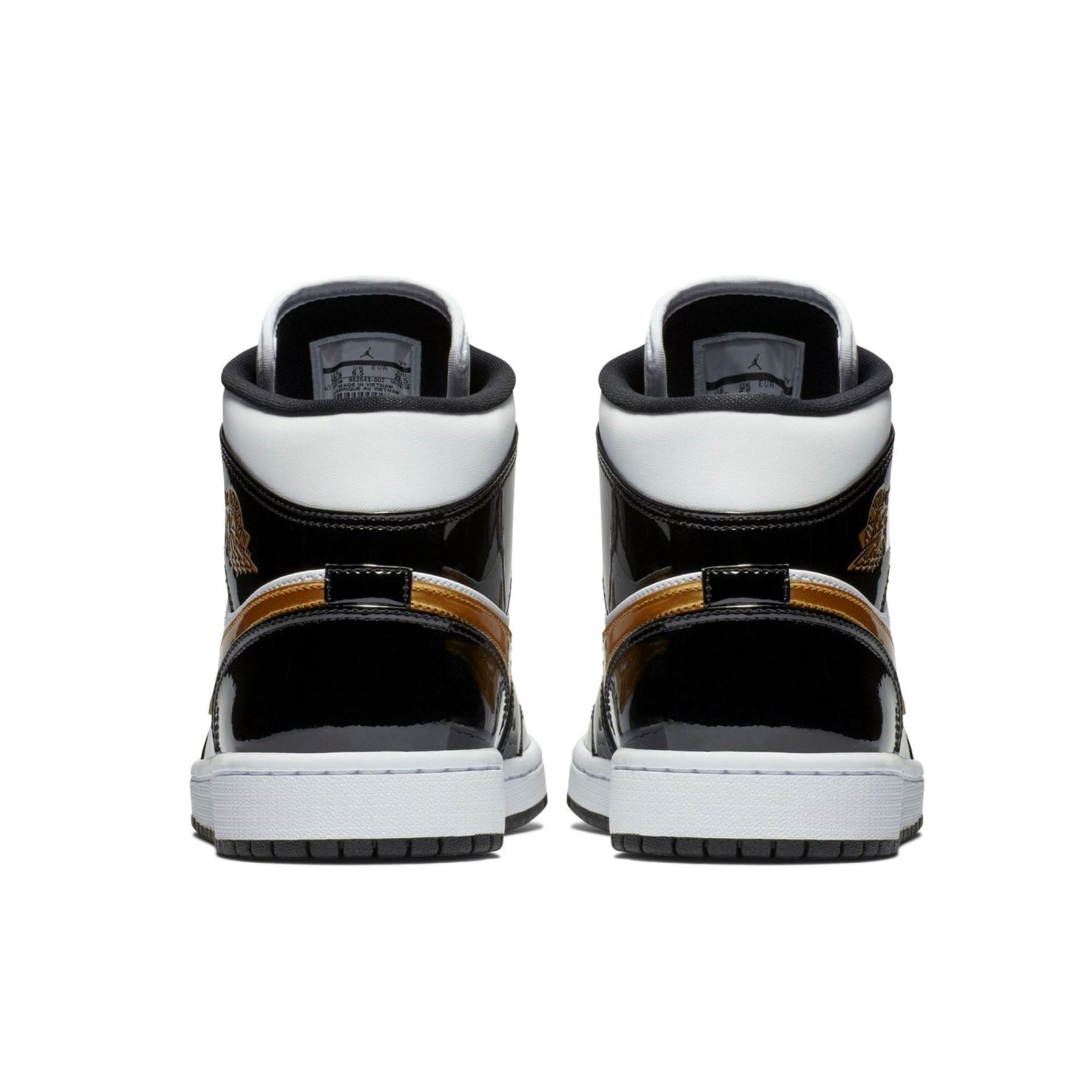 jordan Jordan 1 Mid Patent Black White Gold - Scarpe