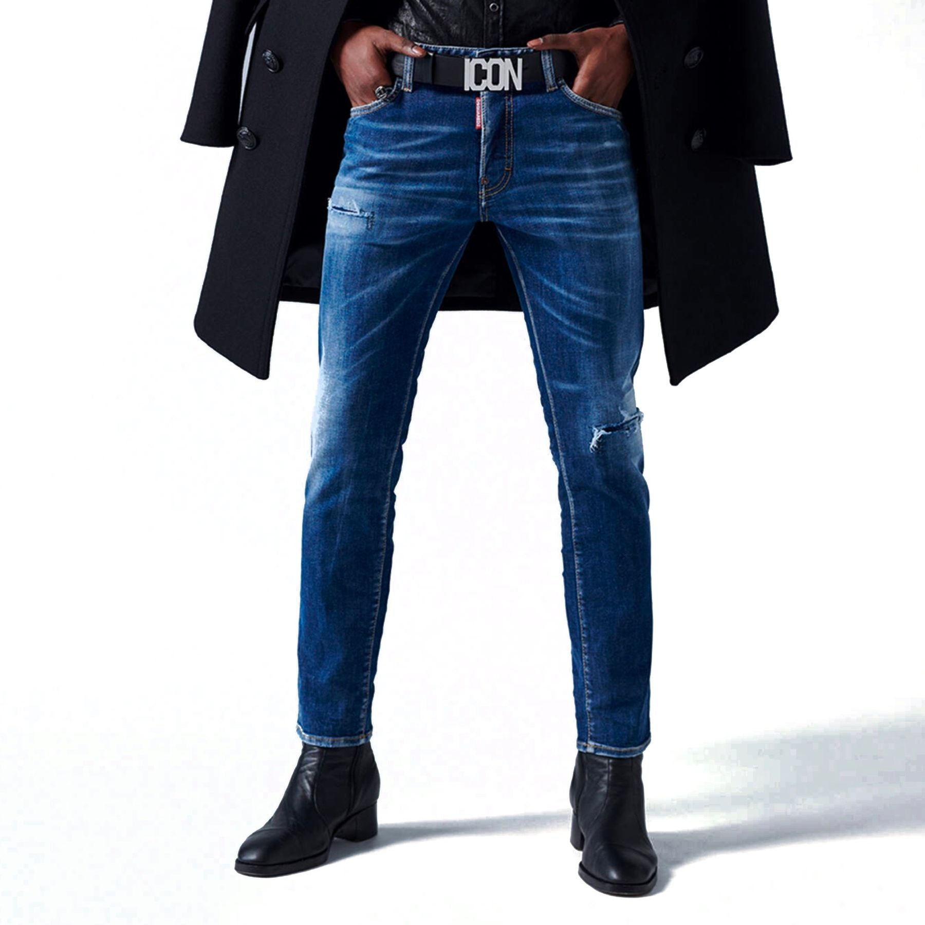 DSQUARED2 ICON DARK WASH SKATER JEANS - Pantaloni